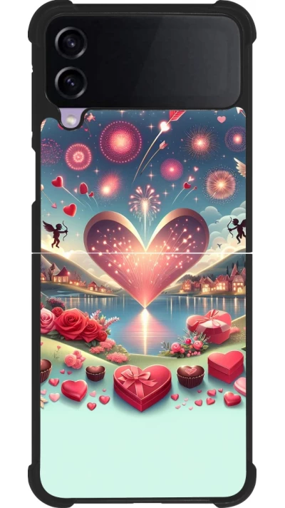 Coque Samsung Galaxy Z Flip3 5G - Silicone rigide noir Valentine 2025 Chic