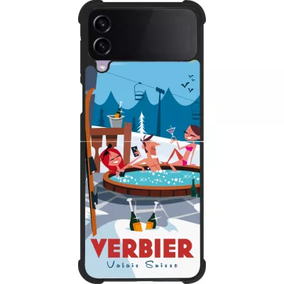 Coque Samsung Galaxy Z Flip3 5G - Silicone rigide noir Verbier Mountain Jacuzzi