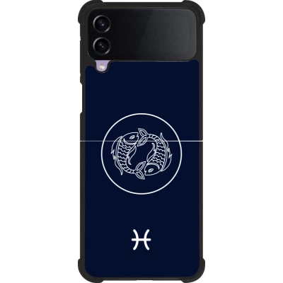 Coque Samsung Galaxy Z Flip4 - Silicone rigide noir Astrologie Poissons
