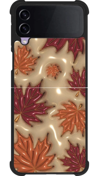 Coque Samsung Galaxy Z Flip4 - Silicone rigide noir Autumn 26 3D leaves