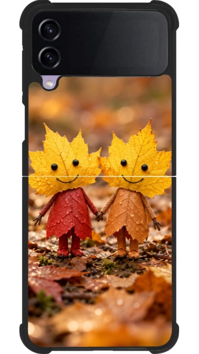 Coque Samsung Galaxy Z Flip4 - Silicone rigide noir Autumn 26 Couple of leaves