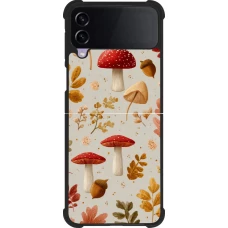 Coque Samsung Galaxy Z Flip4 - Silicone rigide noir Autumn 26 Mushrooms and leaves
