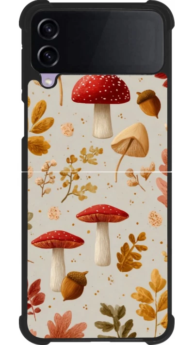 Coque Samsung Galaxy Z Flip4 - Silicone rigide noir Autumn 26 Mushrooms and leaves