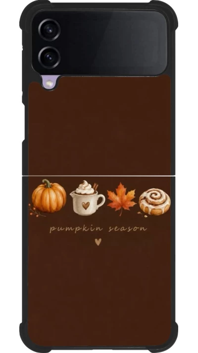 Coque Samsung Galaxy Z Flip4 - Silicone rigide noir Autumn 26 Pumpkin season