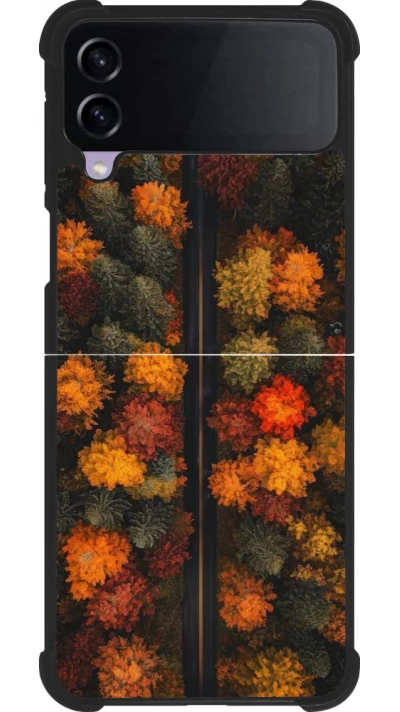 Coque Samsung Galaxy Z Flip4 - Silicone rigide noir Autumn 26 Road in autumn