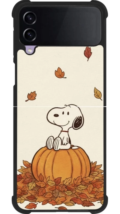 Coque Samsung Galaxy Z Flip4 - Silicone rigide noir Autumn 26 Snoopy autumn