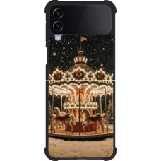 Coque Samsung Galaxy Z Flip4 - Silicone rigide noir Christmas 25 Carousel