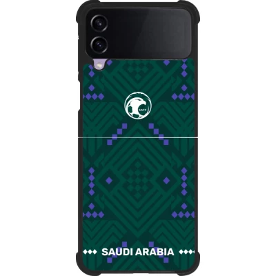 Coque Samsung Galaxy Z Flip4 - Silicone rigide noir Maillot de football Arabie saoudite 2026 personnalisable