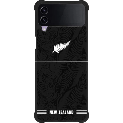 Coque Samsung Galaxy Z Flip4 - Silicone rigide noir Maillot de football Nouvelle-Zélande 2026 personnalisable