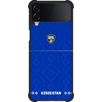 Coque Samsung Galaxy Z Flip4 - Silicone rigide noir Maillot de football Ouzbékistan 2026 personnalisable