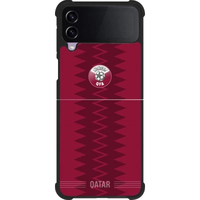 Coque Samsung Galaxy Z Flip4 - Silicone rigide noir Maillot de football Qatar 2026 personnalisable