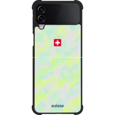 Coque Samsung Galaxy Z Flip4 - Silicone rigide noir Maillot de football Suisse Away 2026 personnalisable