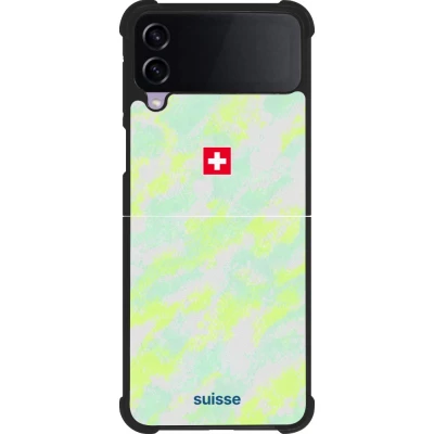Coque Samsung Galaxy Z Flip4 - Silicone rigide noir Maillot de football Suisse Away 2026 personnalisable