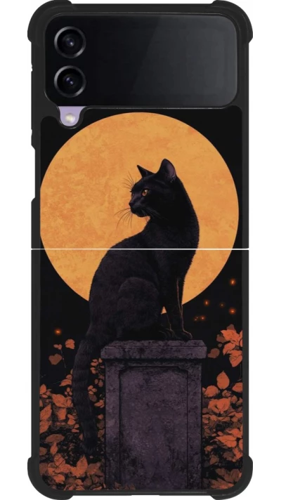 Samsung Galaxy Z Flip4 Case Hülle - Silikon schwarz Halloween 2026 Cat Art Nouveau