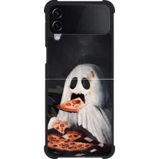 Samsung Galaxy Z Flip4 Case Hülle - Silikon schwarz Halloween 2026 Ghost eating pizza