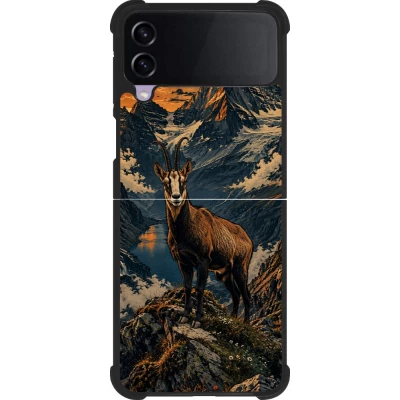 Coque Samsung Galaxy Z Flip4 - Silicone rigide noir Linocut Chamois