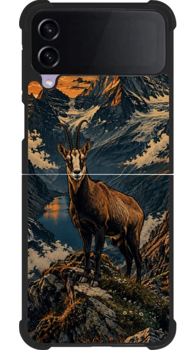 Coque Samsung Galaxy Z Flip4 - Silicone rigide noir Linocut Chamois