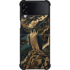 Coque Samsung Galaxy Z Flip4 - Silicone rigide noir Linocut Faucun pèlerin