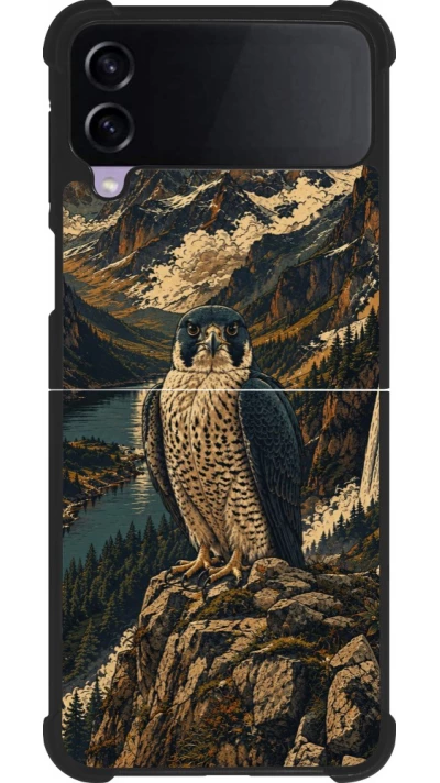 Coque Samsung Galaxy Z Flip4 - Silicone rigide noir Linocut Faucun pèlerin