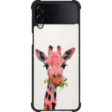 Samsung Galaxy Z Flip4 Case Hülle - Silikon schwarz Pink Girafe Paint