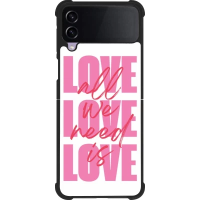 Coque Samsung Galaxy Z Flip4 - Silicone rigide noir Saint Valentines Day 26 Love all we need is