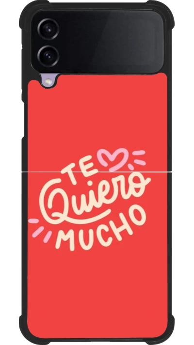 Coque Samsung Galaxy Z Flip4 - Silicone rigide noir Saint Valentines Day 26 Te quiero mucho