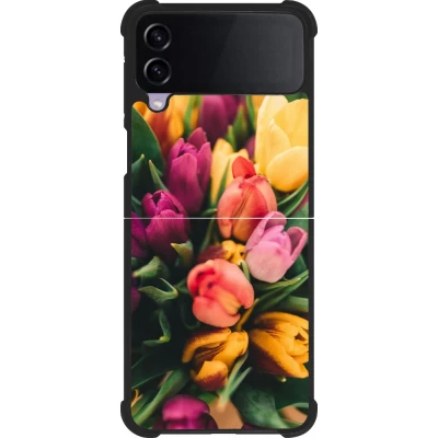 Samsung Galaxy Z Flip4 Case Hülle - Silikon schwarz Bouquet of tulips Spring 2026