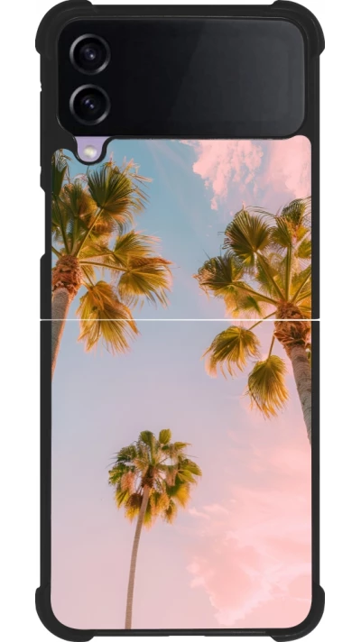 Coque Samsung Galaxy Z Flip4 - Silicone rigide noir Summer 2025 Palmiers