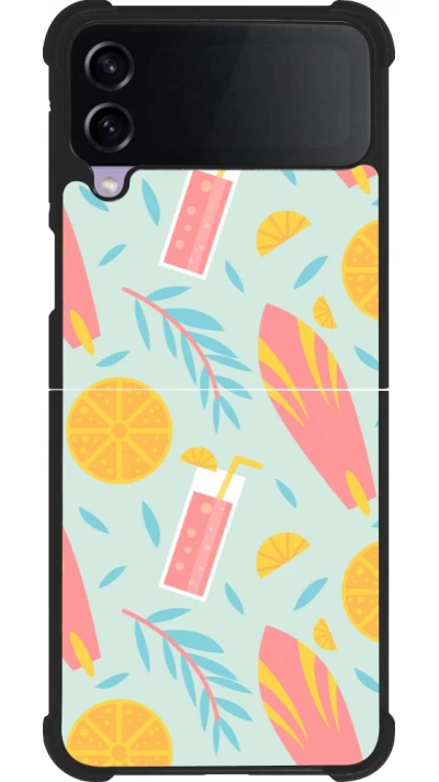 Coque Samsung Galaxy Z Flip4 - Silicone rigide noir Summer 2025 Pattern citron