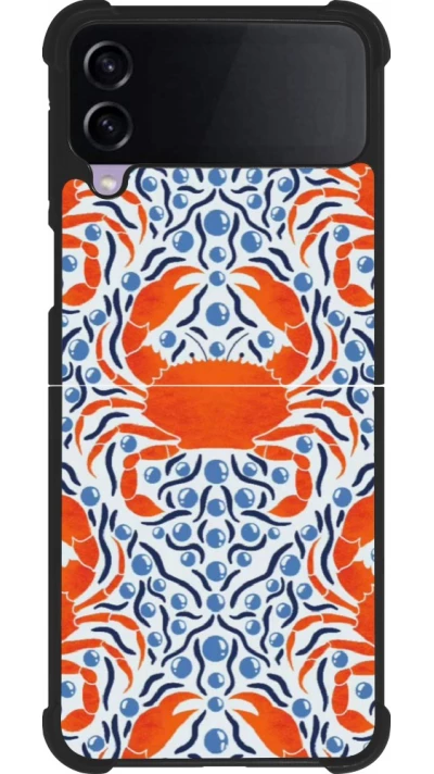 Coque Samsung Galaxy Z Flip4 - Silicone rigide noir Crabs and pearls Summer 2026