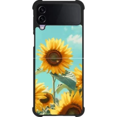 Coque Samsung Galaxy Z Flip4 - Silicone rigide noir Sunflowers Summer 2026