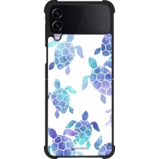 Coque Samsung Galaxy Z Flip4 - Silicone rigide noir Turtles pattern watercolor