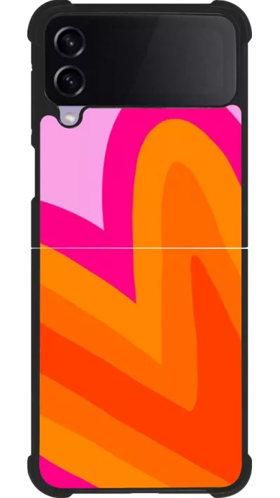 Coque Samsung Galaxy Z Flip4 - Silicone rigide noir Valentine 2024 heart gradient