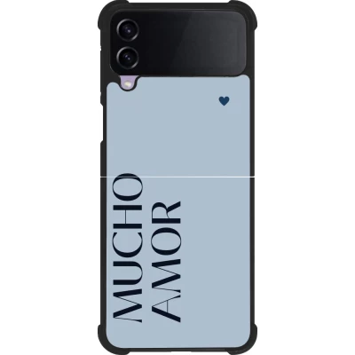 Samsung Galaxy Z Flip4 Case Hülle - Silikon schwarz Valentine 2024 mucho amor azul