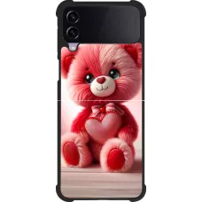 Samsung Galaxy Z Flip4 Case Hülle - Silikon schwarz Valentin 2024 Rosaroter Teddybär
