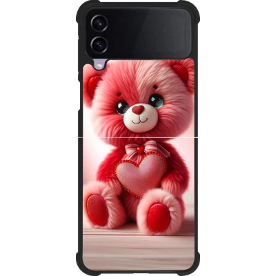 Samsung Galaxy Z Flip4 Case Hülle - Silikon schwarz Valentin 2024 Rosaroter Teddybär