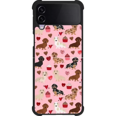 Coque Samsung Galaxy Z Flip4 - Silicone rigide noir Valentine 2024 puppy love