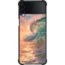 Coque Samsung Galaxy Z Flip4 - Silicone rigide noir Wave Sunset