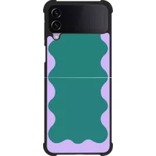 Coque Samsung Galaxy Z Flip4 - Silicone rigide noir Wavy Rectangle Green Purple