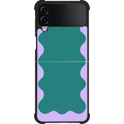 Coque Samsung Galaxy Z Flip4 - Silicone rigide noir Wavy Rectangle Green Purple