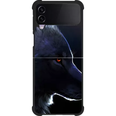 Coque Samsung Galaxy Z Flip4 - Silicone rigide noir Wolf Shape