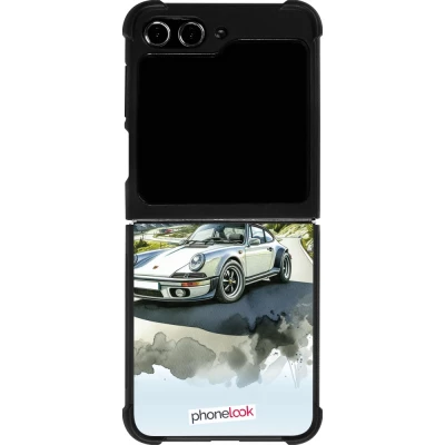 Coque Samsung Galaxy Z Flip5 - Silicone rigide noir Porsche 911 Mountain Watercolor