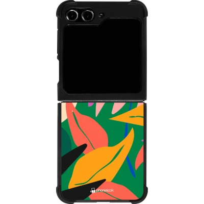Coque Samsung Galaxy Z Flip5 - Silicone rigide noir Abstract Jungle