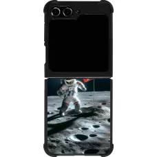 Coque Samsung Galaxy Z Flip5 - Silicone rigide noir Astro Suisse sur lune