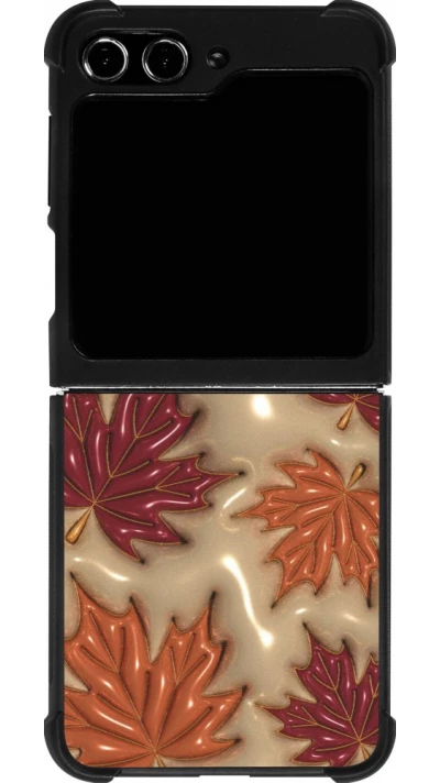Coque Samsung Galaxy Z Flip5 - Silicone rigide noir Autumn 26 3D leaves