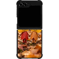 Samsung Galaxy Z Flip5 Case Hülle - Silikon schwarz Autumn 26 Couple of leaves