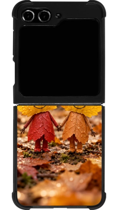 Coque Samsung Galaxy Z Flip5 - Silicone rigide noir Autumn 26 Couple of leaves