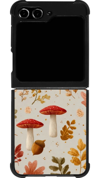 Coque Samsung Galaxy Z Flip5 - Silicone rigide noir Autumn 26 Mushrooms and leaves