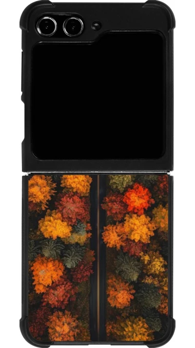 Coque Samsung Galaxy Z Flip5 - Silicone rigide noir Autumn 26 Road in autumn