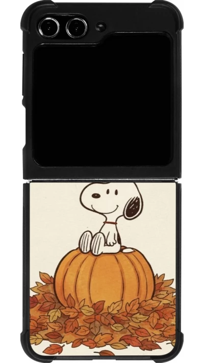 Coque Samsung Galaxy Z Flip5 - Silicone rigide noir Autumn 26 Snoopy autumn
